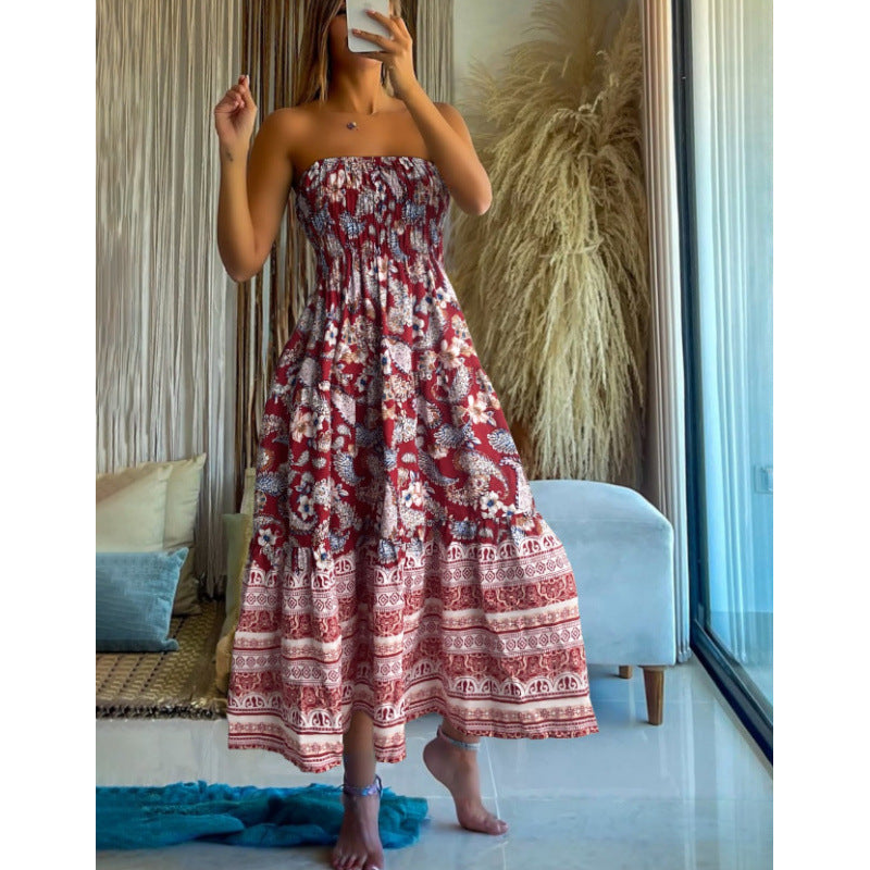 Dame sommerkjole i afslappet boho-stil med elastik Stilla