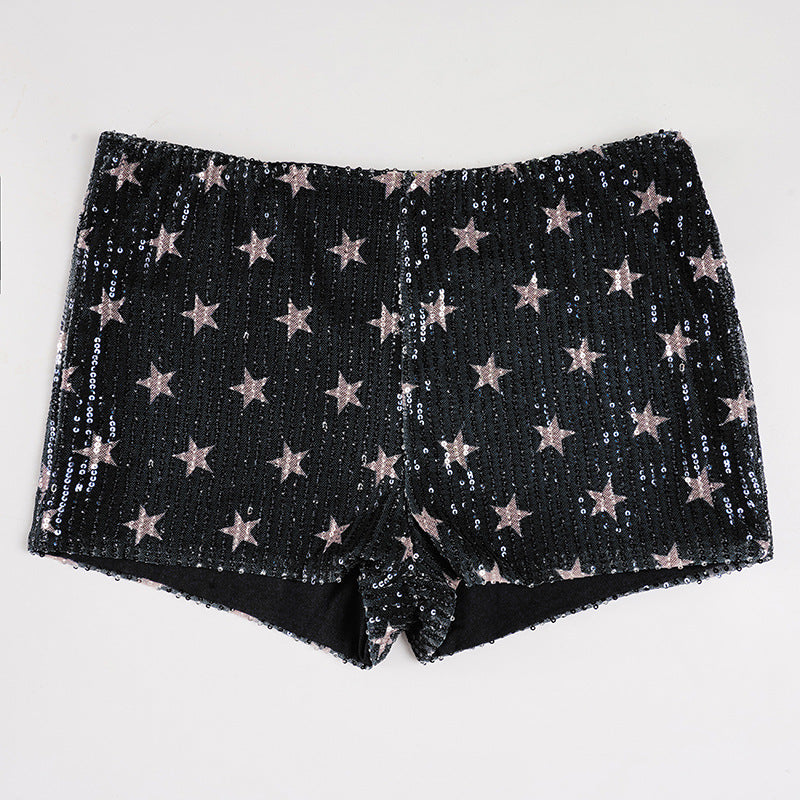 Dame Mini skirt med funklende paljetter og legende prikdesign Skovae