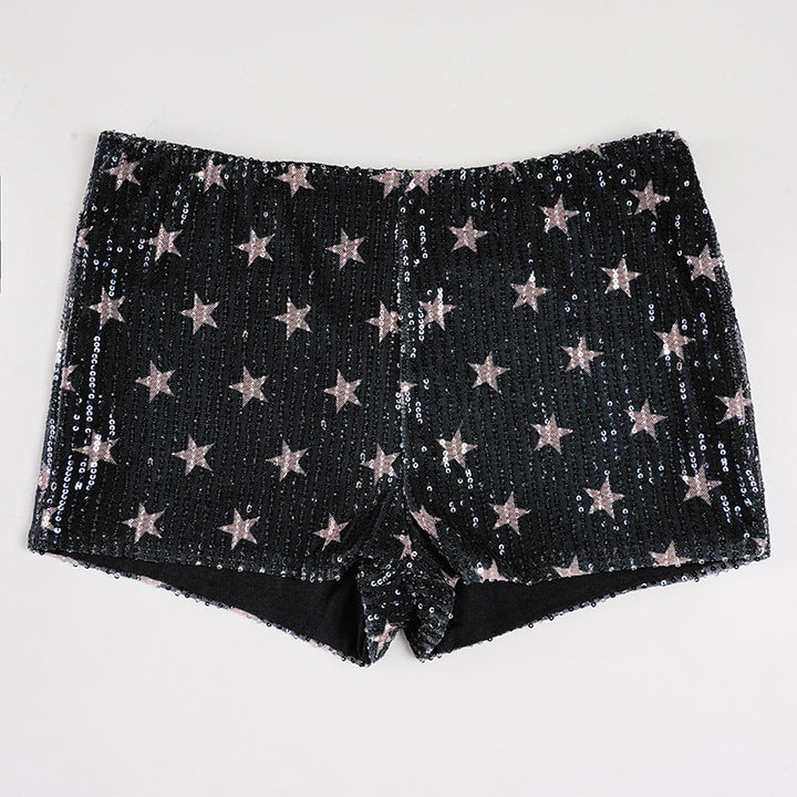 Dame Mini skirt med funklende paljetter og legende prikdesign Skovae