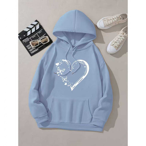 Kvindelig hætte sweatshirt med blomsterhjerte og sommerfugl design Skovae
