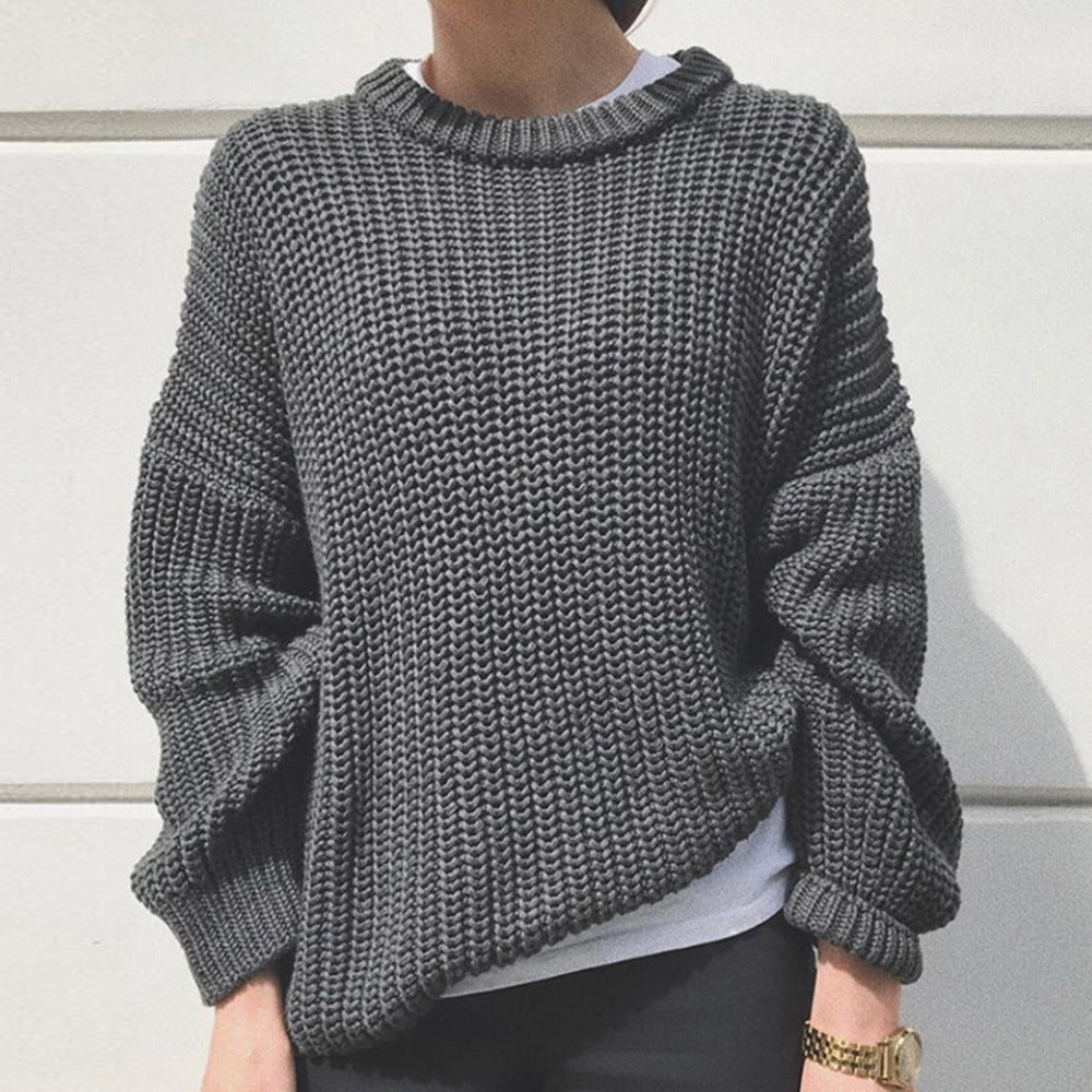 Kvinders afslappede strikket sweater med moderne rib mønster Stilla