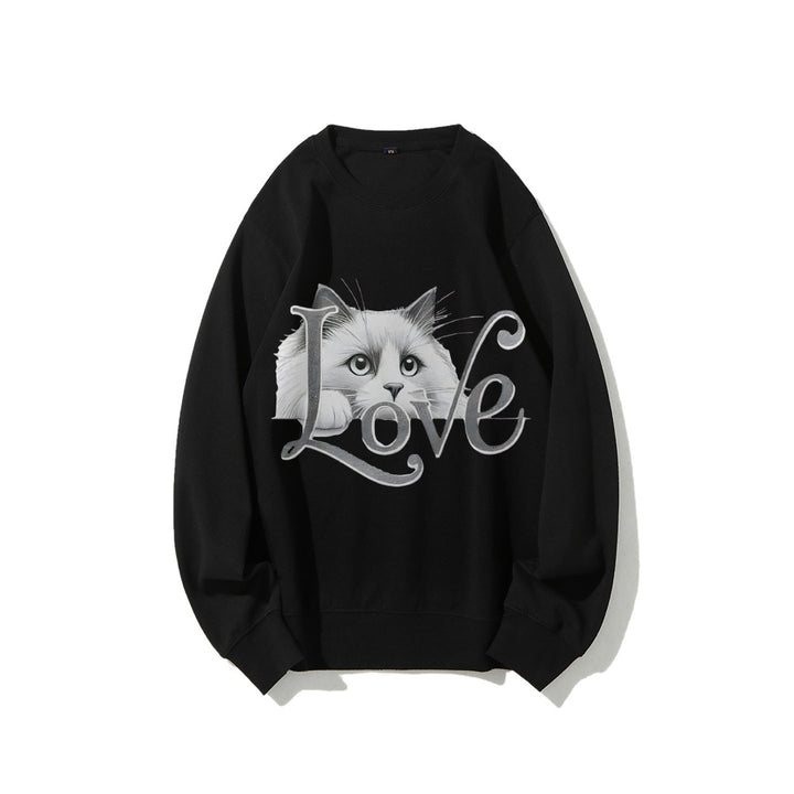 Kvinders sweatshirts med legende katte design og afslappet pasform Stilla