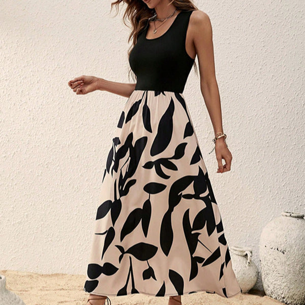 Dame Elegant Maxi-kjole med blomstertryk overlay Stilla