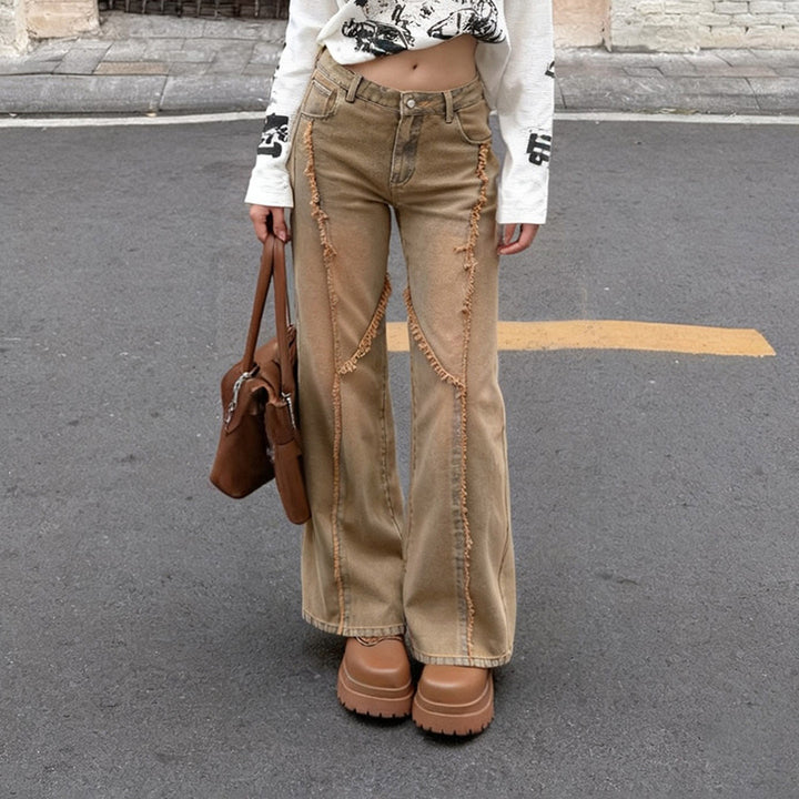 Dame baggy jeans med frynsede detaljer Skovae