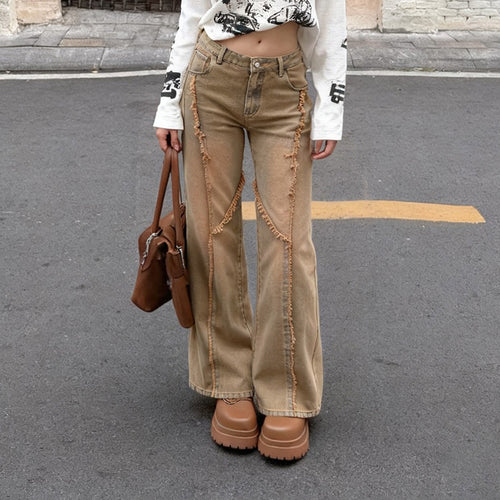 Dame baggy jeans med frynsede detaljer Skovae
