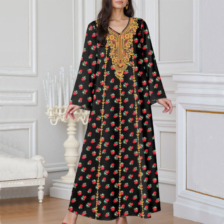 Femme Elegant Blomster Maxi Kjole med Dekoreret Udsnit Stilla