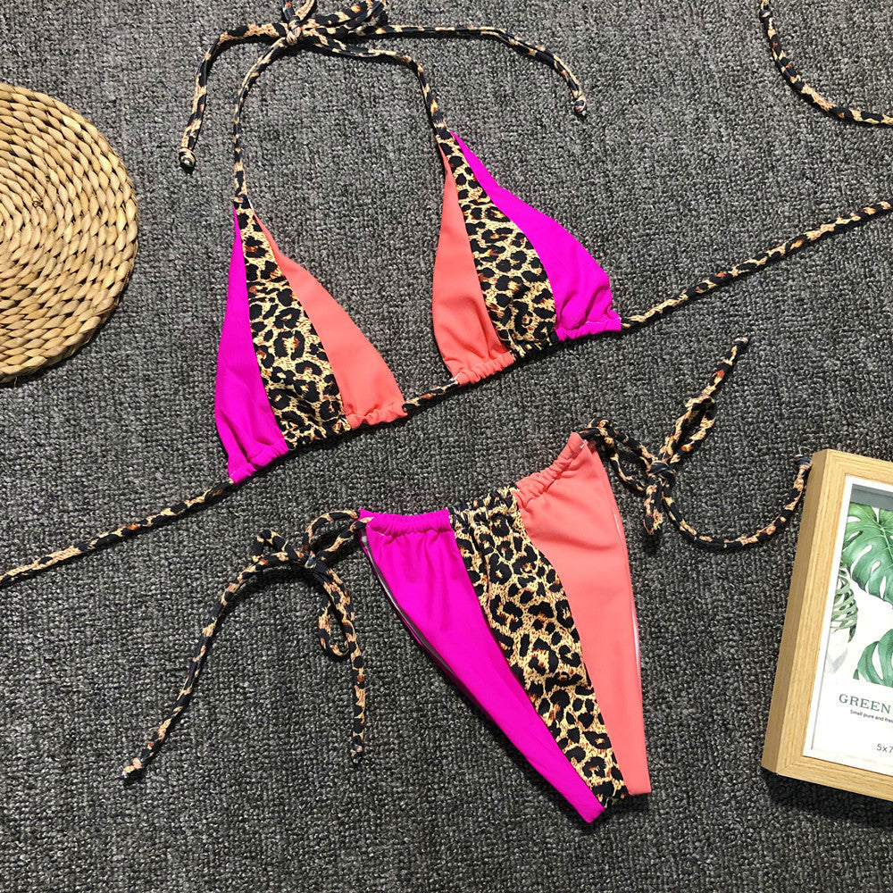 Dame triangel-bikini med dyreprint og livlige kontraster Skovae