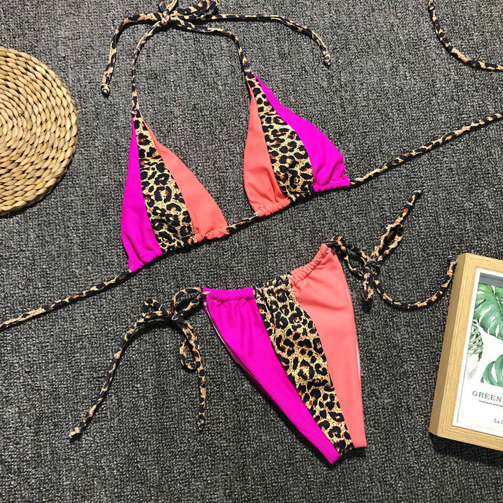 Dame triangel-bikini med dyreprint og livlige kontraster Skovae
