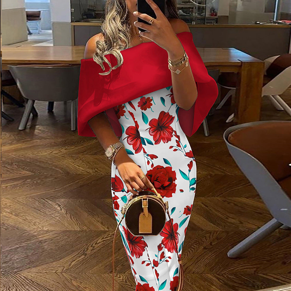 Dame Off-Shoulder Maxikjole med floral design og elegante ærmer Stilla