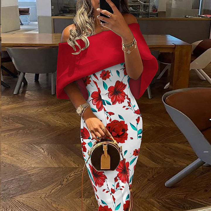 Dame Off-Shoulder Maxikjole med floral design og elegante ærmer Stilla