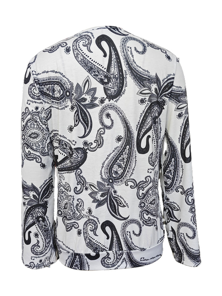 Dame Bluse i elegant paisley-design med løse ærmer og raffineret knapstolpe Stilla