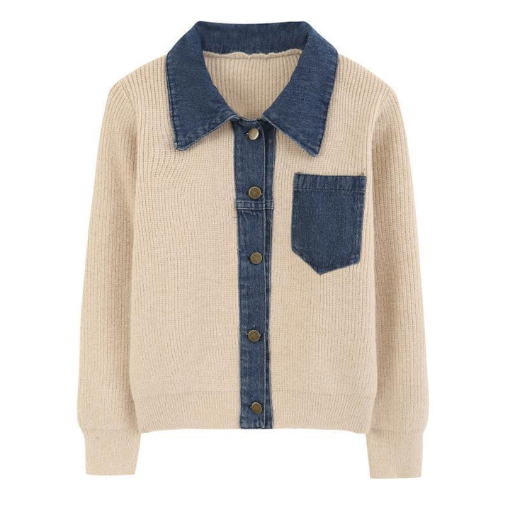 Kvinders cardigan med denim detalje Stilla