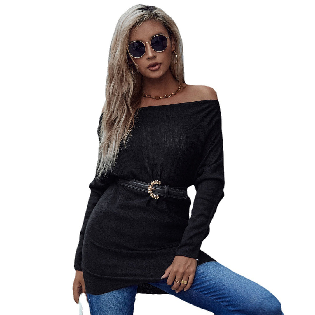 Dame tunika med off-the-shoulder design og elegant samling Stilla