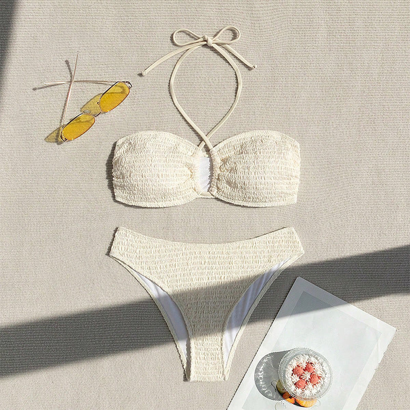 Dame Smocked Bandeau Bikini Sæt Stilla