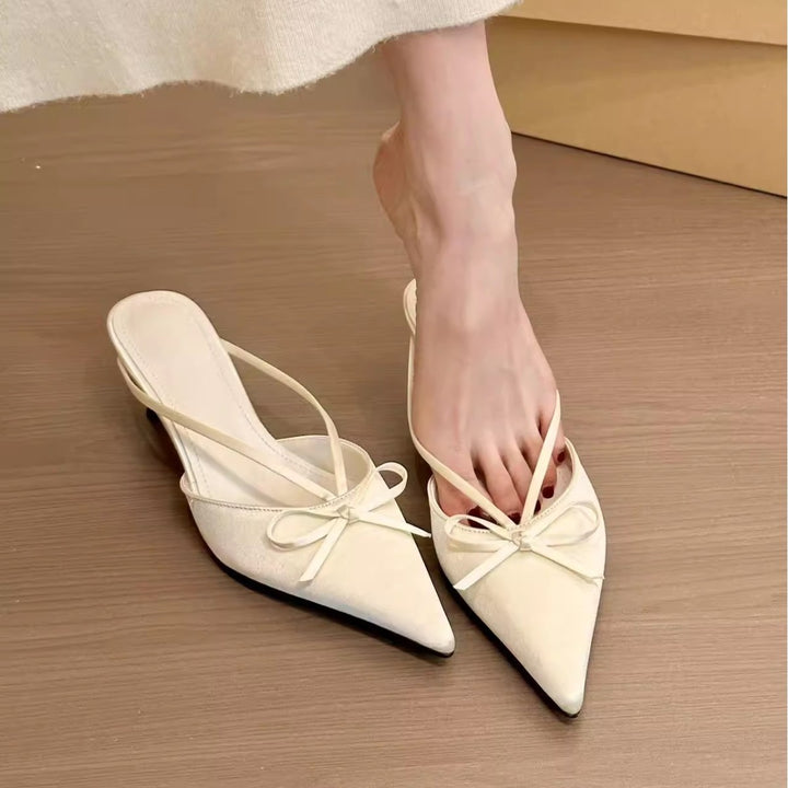 Dame Spidse Tå Slingback-Hæle med Sløjfe-Detalje Stilla