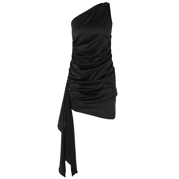 Dame Minikjole med asymmetrisk design og raffinerede draperingsdetaljer Skovae