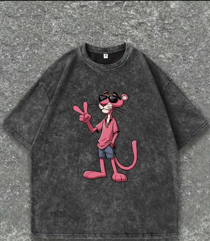 Dame T-shirt med kreativt cartoon-tryk og afslappet snit Stilla