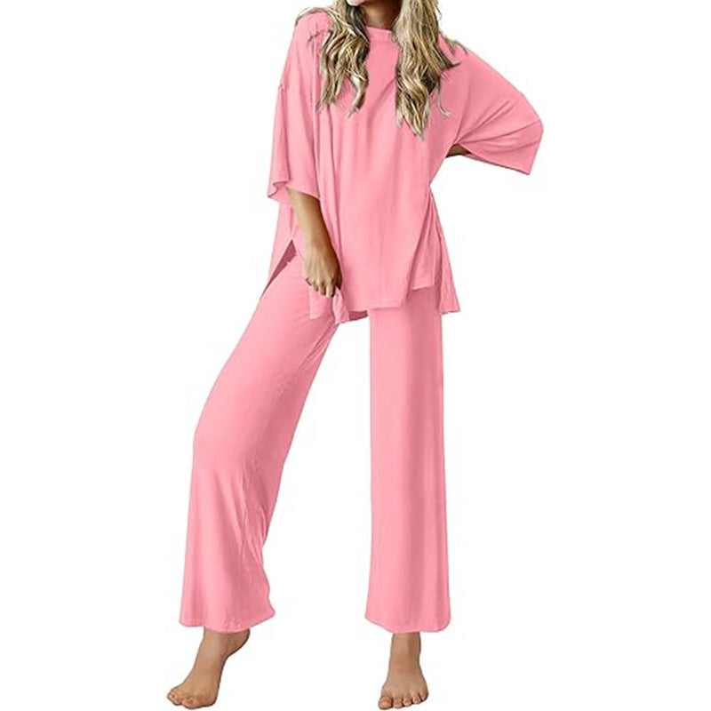 Dame Behagelig Pyjamas med Vid Skæring og Kort Ærme Stilla