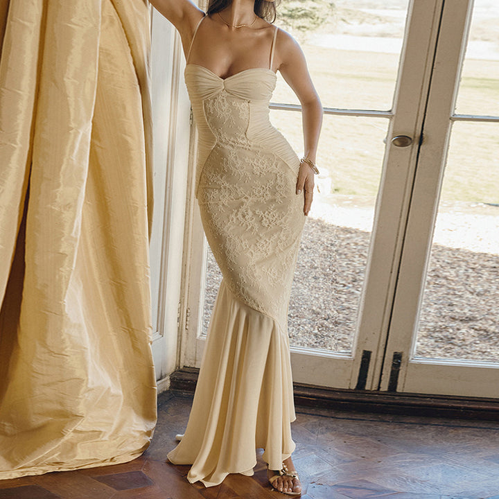 Damer Elegant Vinkle Kjole med Rynker og Asymmetrisk Nederdel Skovae