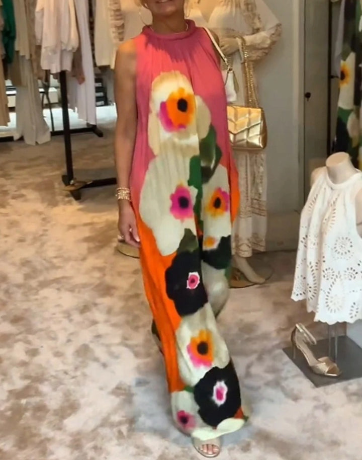 Dame Lange Maxikjole med glad blomsterdesign og flydende snit Stilla
