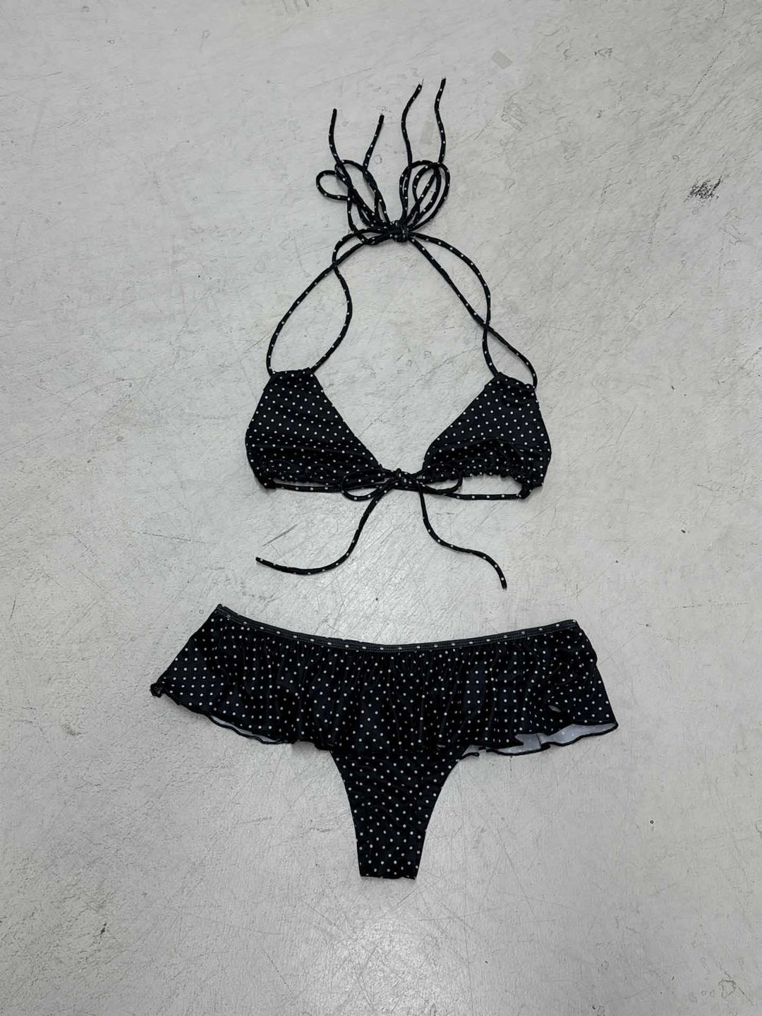 Dame legesy Triangel-Bikini-sæt med flæsekanter og bånd Skovae