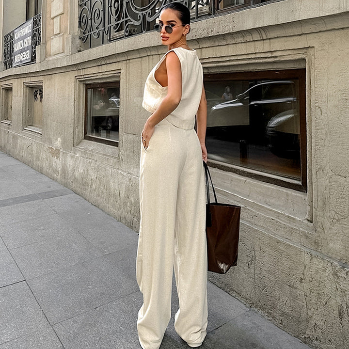 Dame sæt bestående af cropped top og elegant vide bukser Stilla