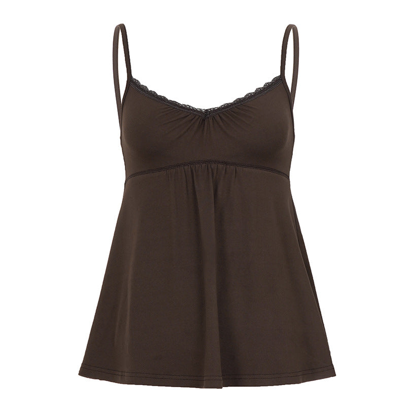 Dame bustier top med elegante spidsindsatser og løst faldende snit Skovae