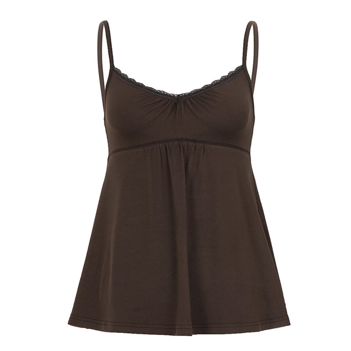 Dame bustier top med elegante spidsindsatser og løst faldende snit Skovae