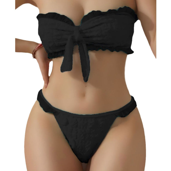 Dame Bandeau-bikini-sæt med legende flæsedesign Stilla