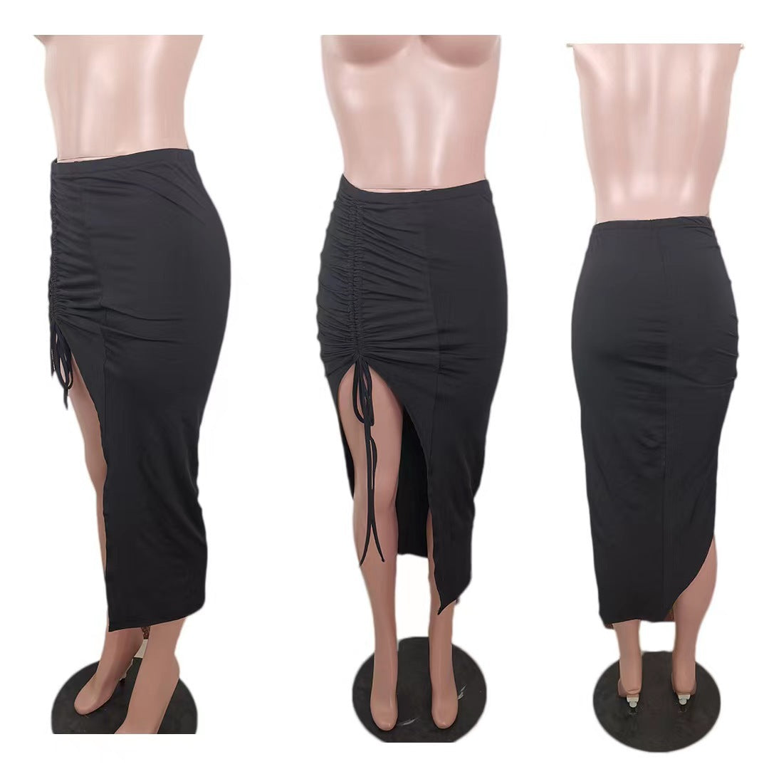 Dame wrap nederdel med dekorative draperingseffekter og sidelæg Stilla
