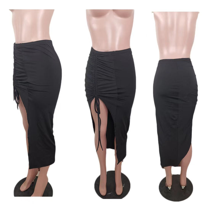 Dame wrap nederdel med dekorative draperingseffekter og sidelæg Stilla