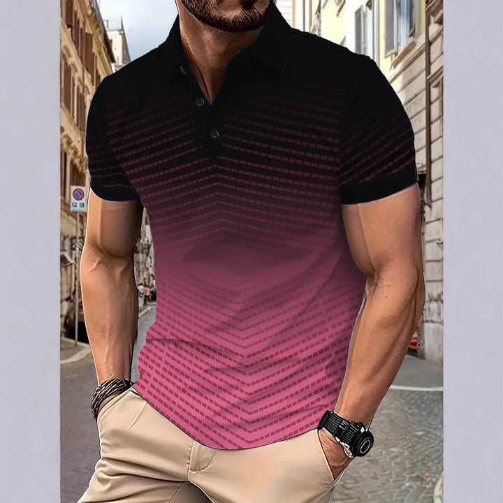 Herrer polo-shirt med moderne farvegradient og grafisk design Stilla