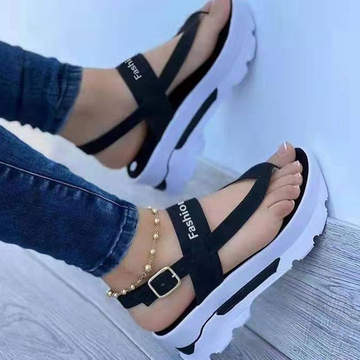Dame Trendy Plateau-sandaler med justerbar rem Stilla
