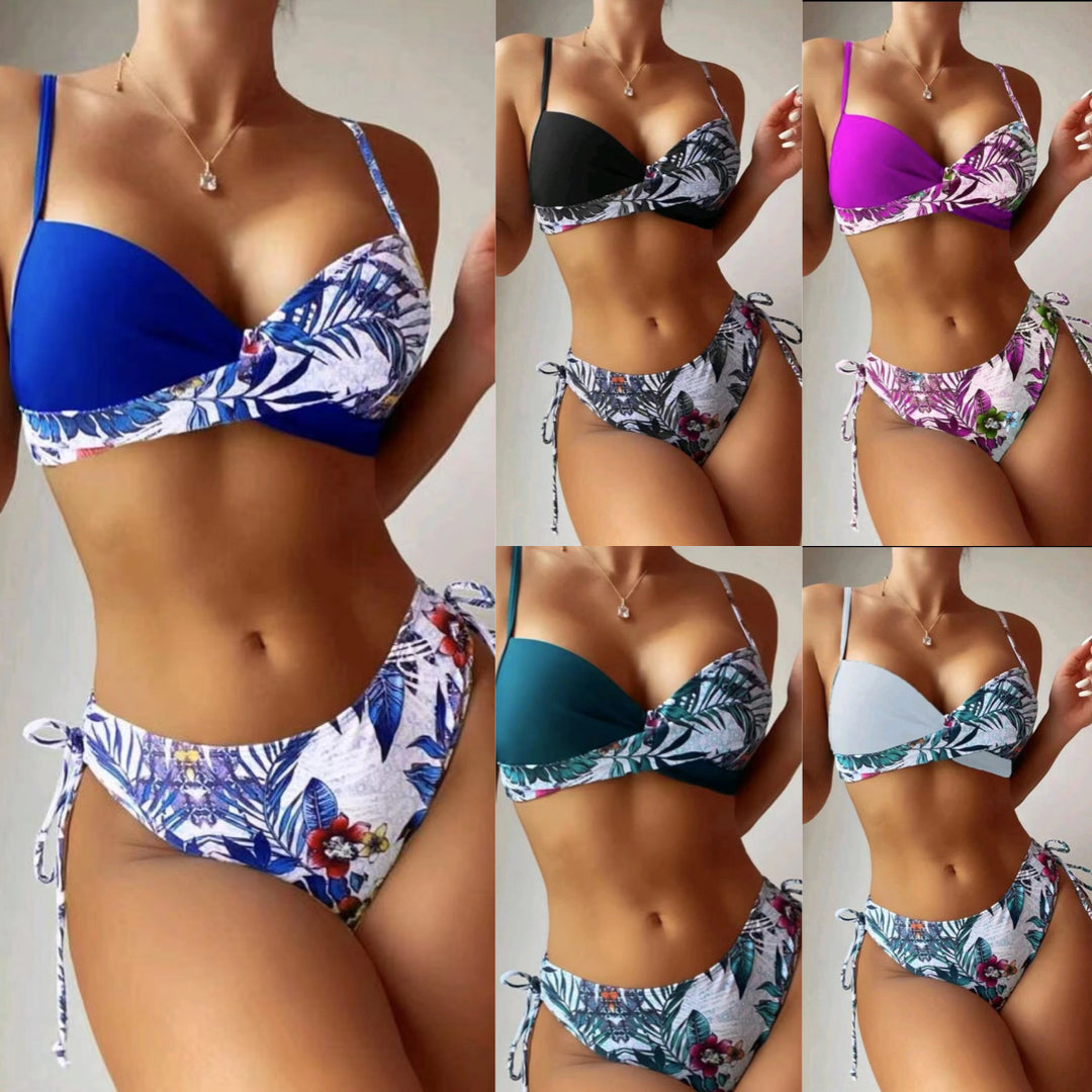 Dame Floral Print Højskåret Bikini-Sæt Stilla