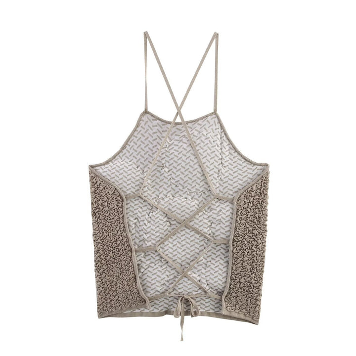 Femme Textureret Ribbet Kort Tanktop med Strop-Ryg-Design Stilla