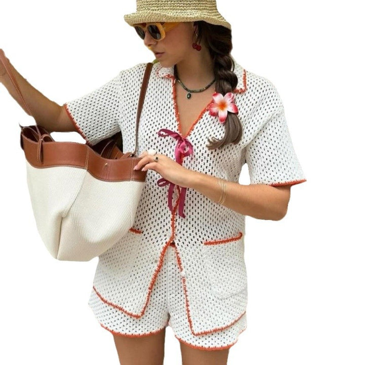 Dame afslappet hækle-jumpsuit med flæse detaljer Stilla