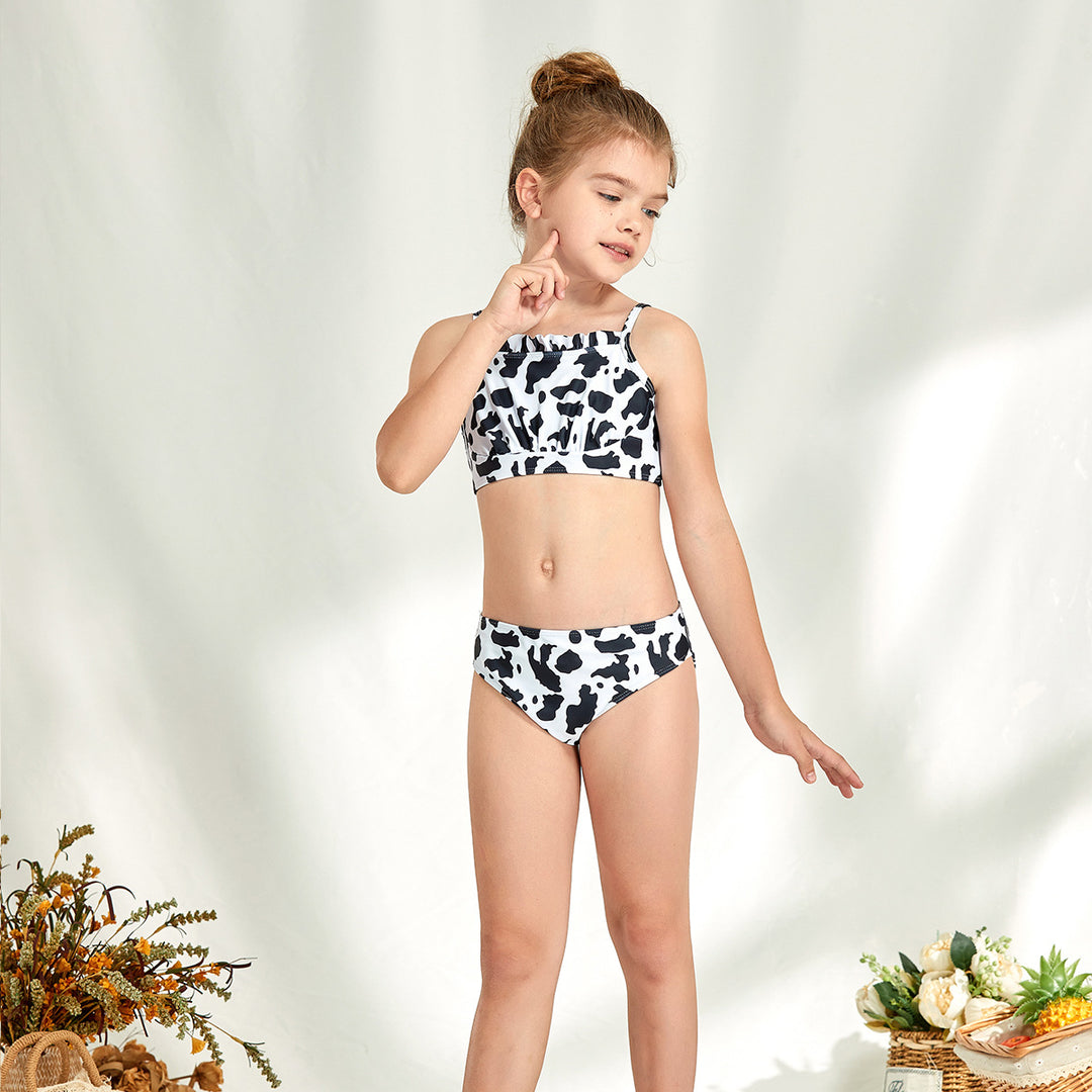 Dame bikini sæt med moderne rynkeelement og dyremønster Stilla