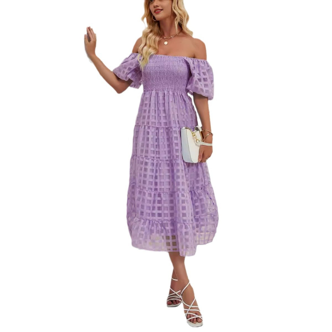 Dame Off-Shoulder Maxikjole med flæsedetaljer og luftig pasform Stilla