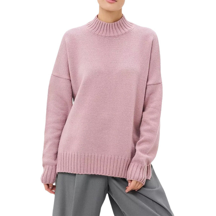 Stilla | Pullover Pullover Størrelse Schnit Ribbet Strik Semi Høj Hals Faldende Skuldre