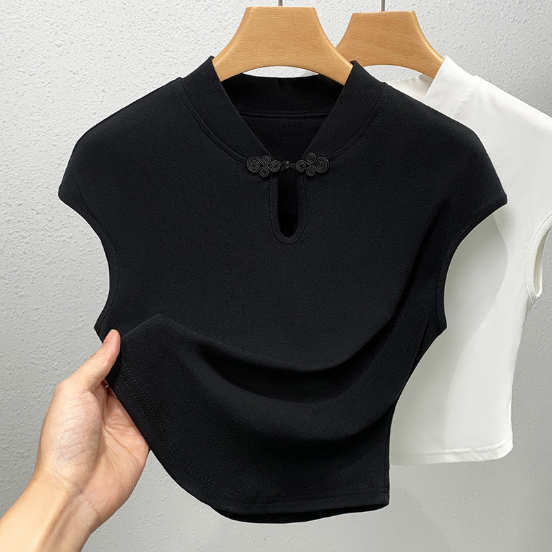 Dame elegant og stilfuld T-shirt med krave Stilla