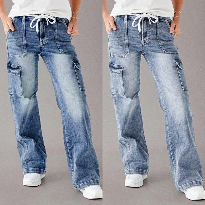 Dame Cargo Jeans med bredt ben og praktiske lommer Stilla