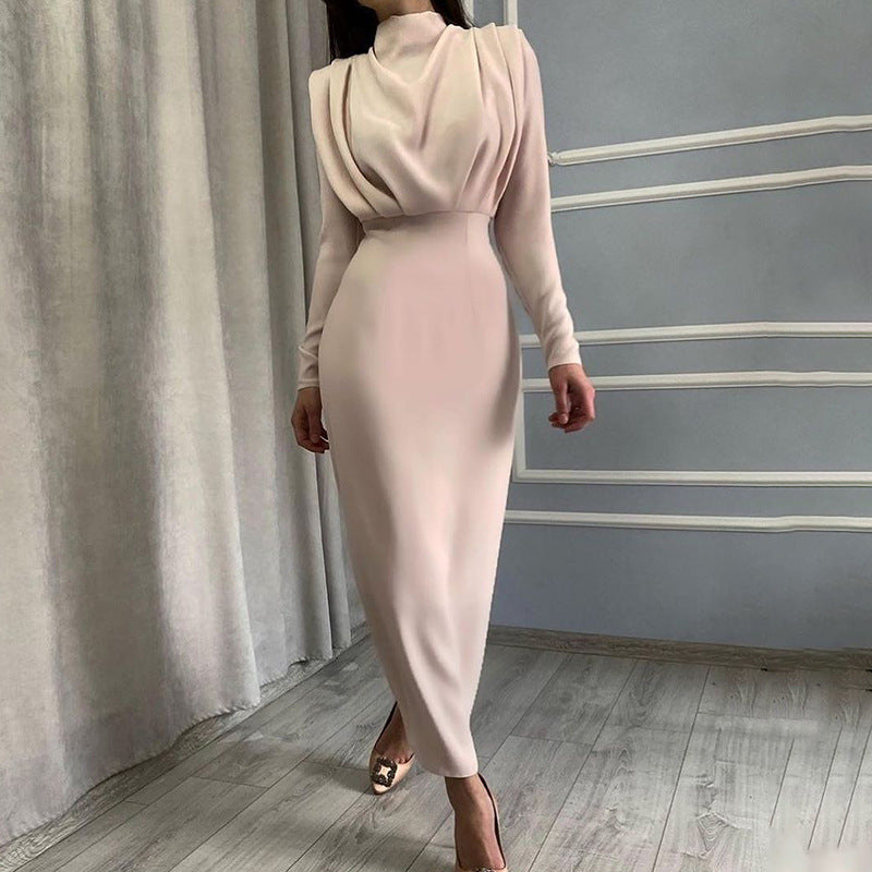 Damer Elegant Maxikjole med asymmetrisk Udsnit og Rynker Stilla