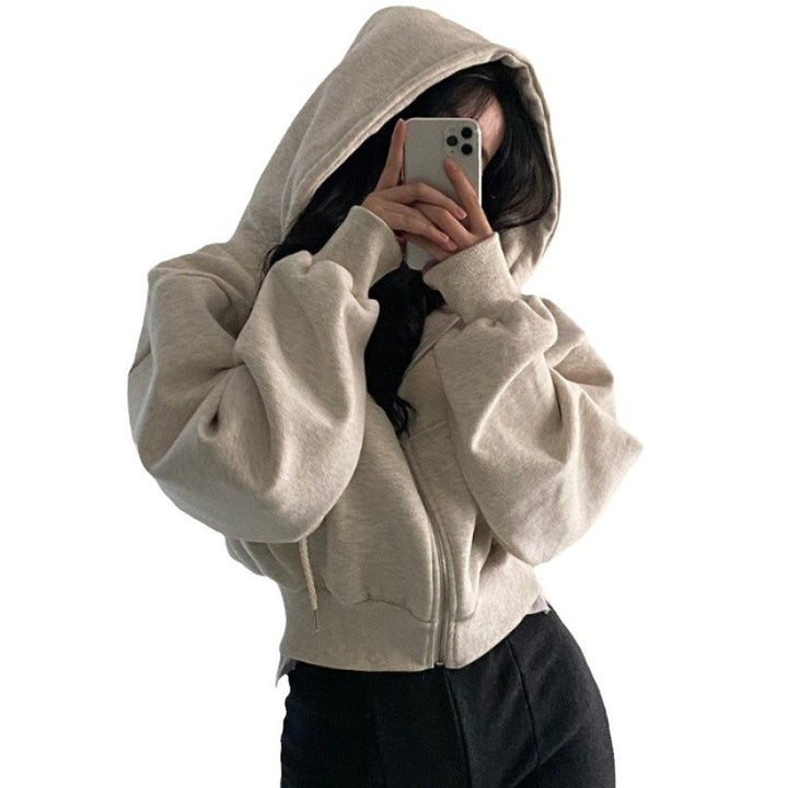 Kvinders cropped hoodie jakke med kængurulomme Stilla