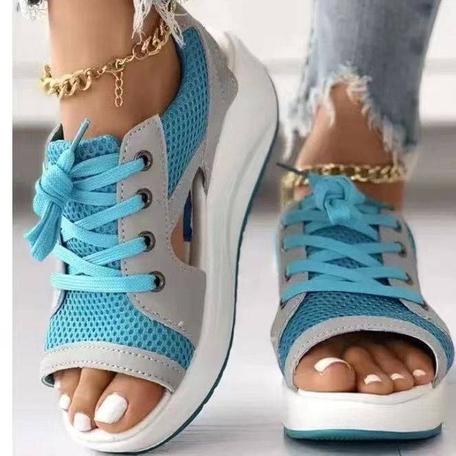 Dame Sporty Sandaler med åndbart mesh-overside og komfortabel plateau Stilla