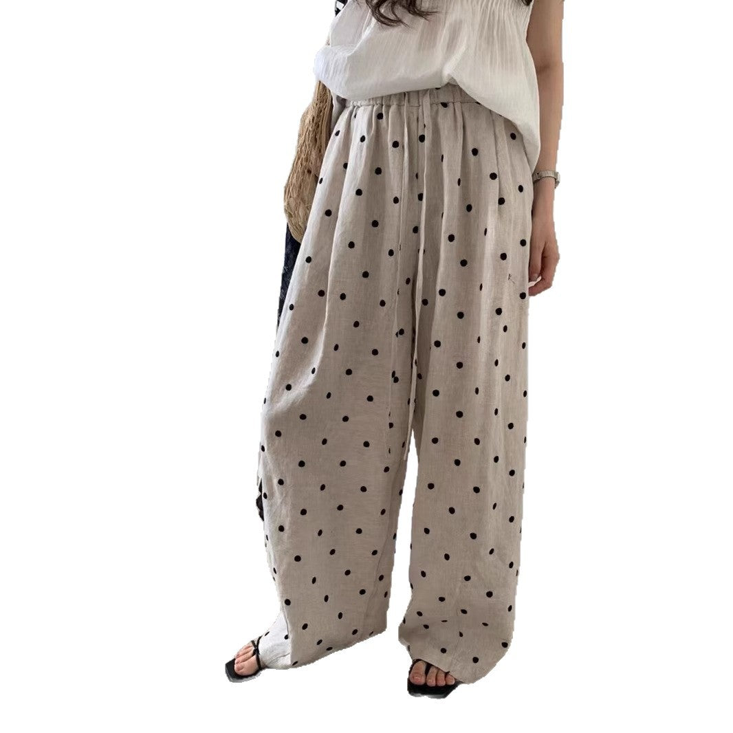 Femme Høj Talje Polka Dot Palazzo Bukser Stilla
