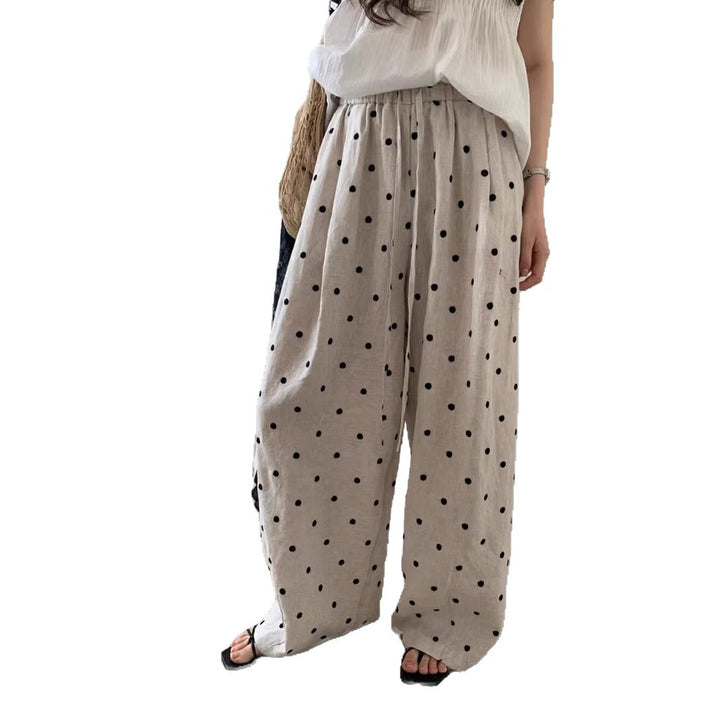 Femme Høj Talje Polka Dot Palazzo Bukser Stilla