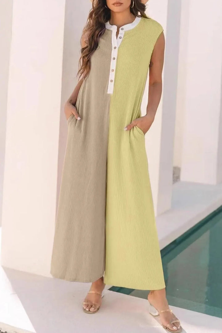 Dame Lange Sommerjumpsuit med knaplukning og praktiske lommer Stilla