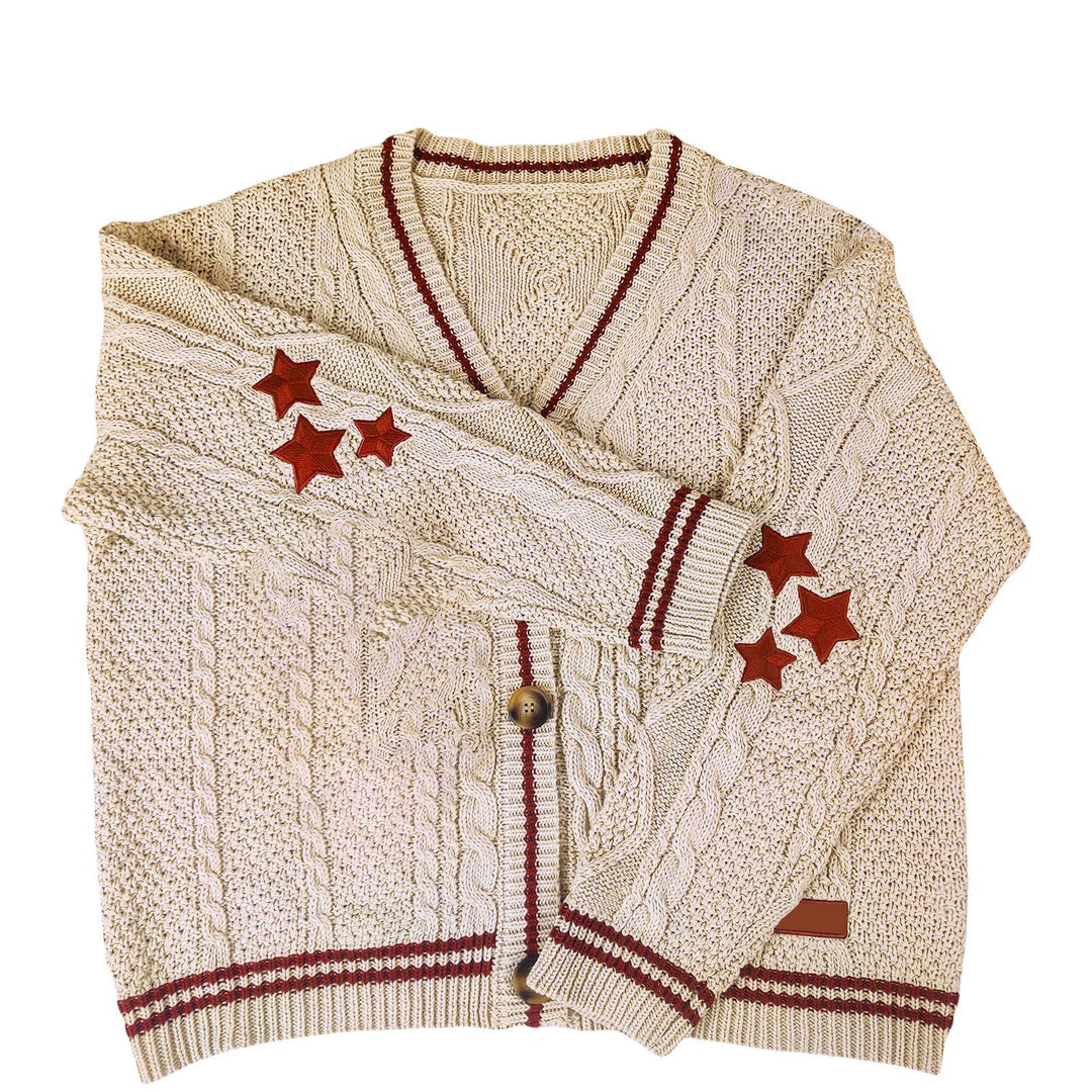 Kvindernes chunky strik cardigan med moderne kabelmønster og elegante knapdetaljer Stilla