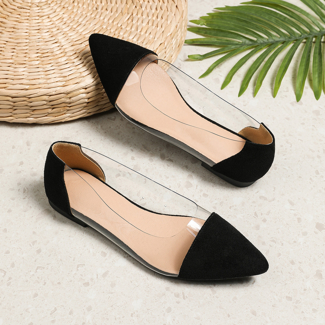 Dame ballerinas med transparent snit og trendy slangemønster Stilla