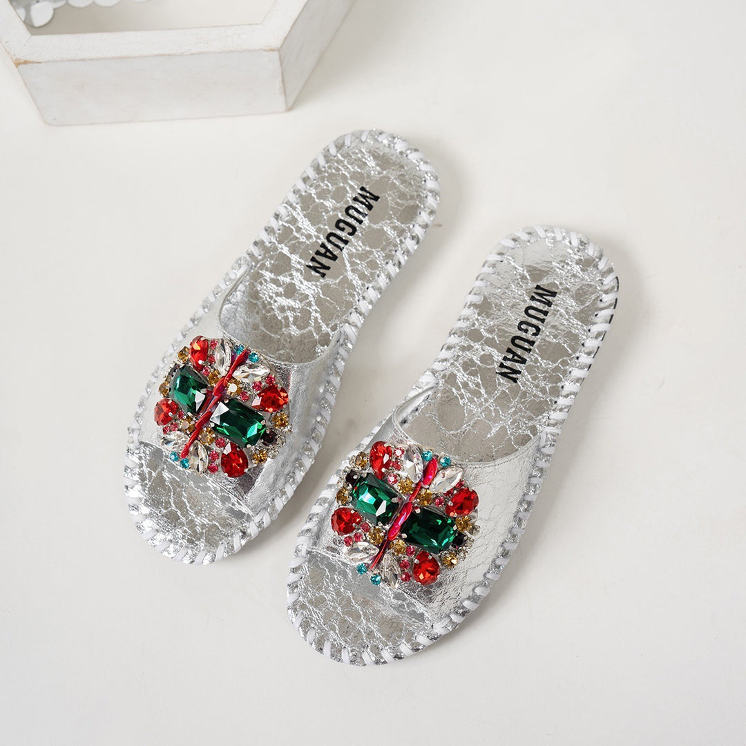 Dame strass-dekorerede pantoletten i elegant design Stilla